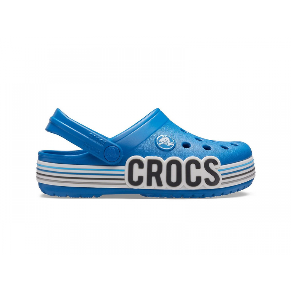 Детские Кроксы Crocs Kids' Crocband Clog Logo Stripe Poppy "Blue" (Голубой)
