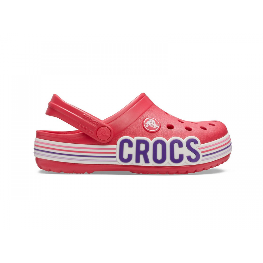 Детские Кроксы Crocs Kids' Crocband Clog Logo Stripe Poppy Red