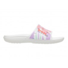 Женские Кроксы Шлепки Classic Crocs Tie-Dye Graphic Slide White Женские Кроксы Шлепки Classic Crocs Tie-Dye Graphic Slide White