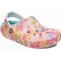 Зимние утепленные Кроксы Сабо Crocs Classic Lined Tie Dye Orange Zing/Multi 