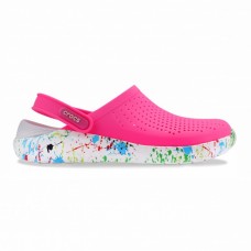 Женские Сабо Кроксы Crocs LiteRide™ Clog Pink/White Кляксы Женские Сабо Кроксы Crocs LiteRide™ Clog Pink/White Кляксы