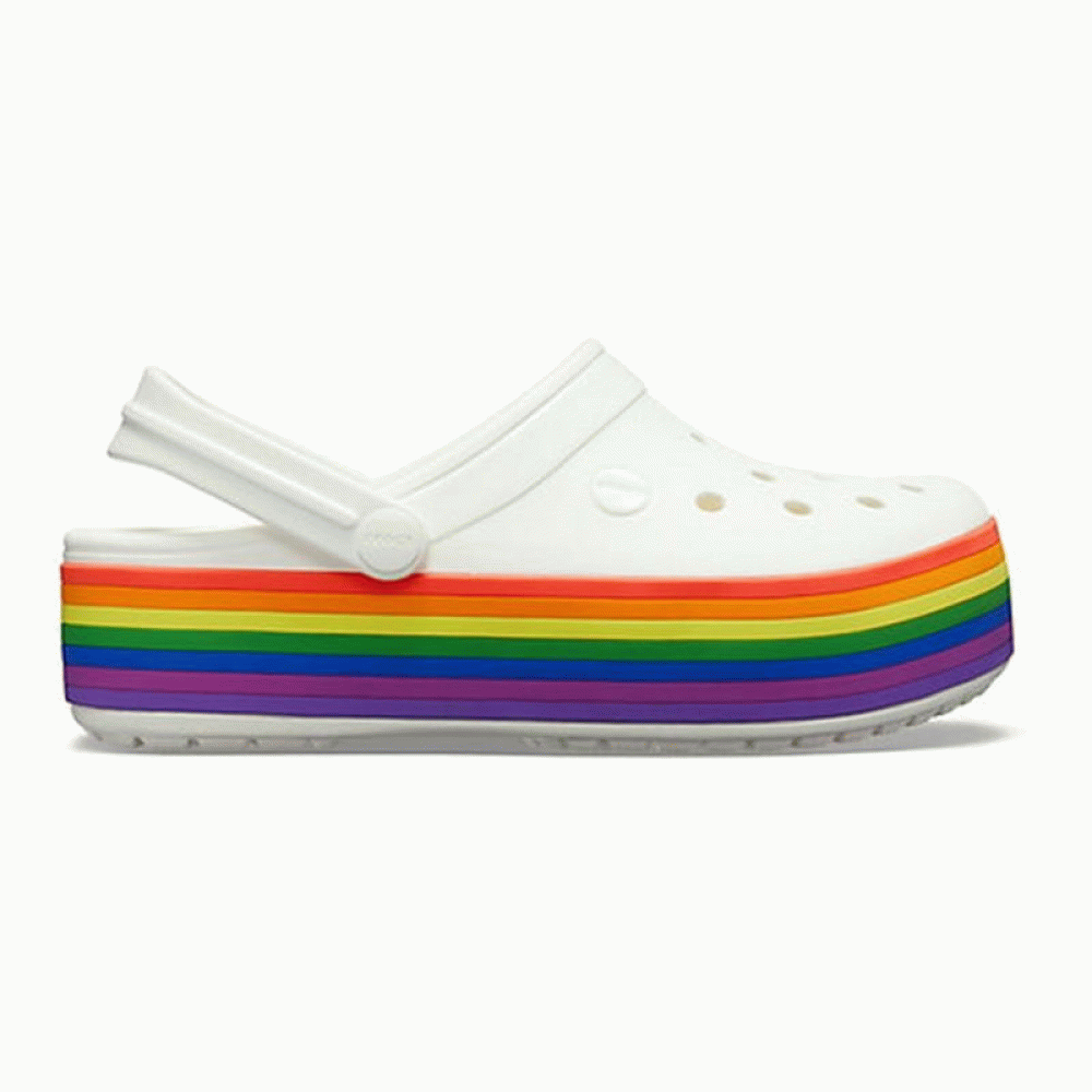 Женские Сабо Кроксы Crocs Platform "Rainbow" (Радуга) (Белый)