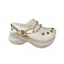 Женские Кроксы на платформе Crocs Classic Bae Translucent Clog White с цепью