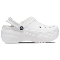 Женские зимние кроксы Классические Сабо Classic Platform Lined White