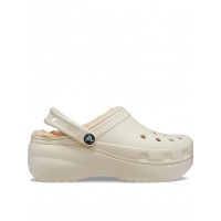 Жіночі зимові крокси Класичні Сабо Crocs Classic Platform Lined Bone
