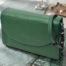 Компактная женская кожаная сумка с полукруглым клапаном Vintage 22260 Зеленая