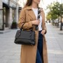Люксова сумка для жінок з короткою ручкою з натуральної шкіри Vintage 22670 Чорна