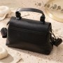 Люксова сумка для жінок з короткою ручкою з натуральної шкіри Vintage 22670 Чорна