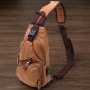 Практична чоловіча сумка через плече з USB кабелем текстильна 21222 Vintage Коричнева
