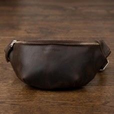 Бананка в винтажной коже GRANDE PELLE 11154 Коричневая