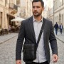 Стильна чоловіча сумка з натуральної зернистої шкіри 21398 Vintage Чорна