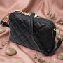 Класична сумка жіноча через плече з натуральної стьобаної шкіри Vintage 22315 Чорна