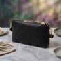 Класична сумка жіноча через плече з натуральної стьобаної шкіри Vintage 22315 Чорна