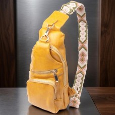 Яркая женская слинг сумка через плечо из экокожи Vintage 22753 Желтый