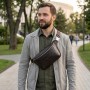Стильна бананка для чоловіків із натуральної шкіри GRANDE PELLE 22814 Коричневий