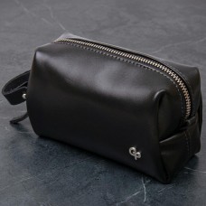 Шкіряна глянсова чоловіча косметичка GRANDE PELLE 11413 Чорний