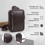 Чоловіча прямокутна сумка бананка з гладкої натуральної шкіри GRANDE PELLE 22880 Коричневий
