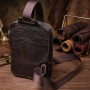 Чоловіча прямокутна сумка бананка з гладкої натуральної шкіри GRANDE PELLE 22880 Коричневий