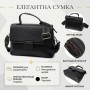 Сумка сетчел у класичному кольорі для жінок з натуральної шкіри Vintage 22291 Чорна