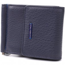 Вертикальный мужской зажим из зернистой натуральной кожи Tony Perotti 20862_1 (3595 navy) Синий
