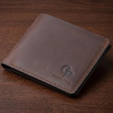  Тонкое горизонтальное портмоне Cardi без застежки в винтажной коже GRANDE PELLE 11310 Коричневое