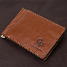 Чоловічий шкіряний затиск для грошей GRANDE PELLE 11474 Коричневий