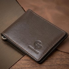 Чоловічий шкіряний затиск для грошей GRANDE PELLE 11478 Коричневий