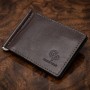 Шкіряний чоловічий затиск для грошей з монетницею GRANDE PELLE 11547 Коричневий