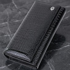Лакированный кожаный кошелек с блоком для кредитных карт ST Leather 22683 Черный