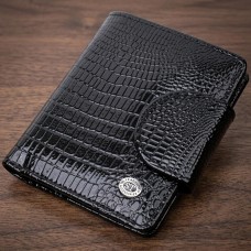 Кошелек для женщин среднего размера из натуральной лакированной кожи ST Leather 22686 Черный