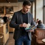 Чоловічий гаманець із металевим затискачем з натуральної шкіри ST Leather 23092 Чорний