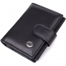 Компактный мужской бумажник вертикального формата из натуральной кожи ST Leather 23095 Черный
