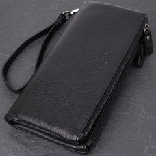 Практичный кожаный кошелек на три отделения ST Leather 23111 Черный