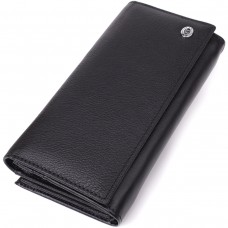 Функциональный женский кошелек на магнитах из натуральной кожи ST Leather 23112 Черный