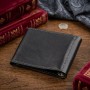 Затискач для грошей з італійської шкіри GRANDE PELLE 11149 Чорний
