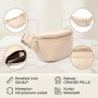 Практична шкіряна сумка на пояс GRANDE PELLE 11357 Бежевий