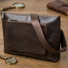 Шкіряна чоловіча прямокутна сумка для ноутбука GRANDE PELLE 11438 Коричневий