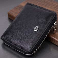 Женский кожаный кошелек на молнии с металлическим логотипом производителя ST Leather 19483 Черный