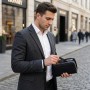 Чоловічий клатч на два відділення з натуральної шкіри ST Leather 22531 Чорний