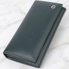 Удобный вертикальный кошелек из натуральной кожи ST Leather 23086 Зеленый