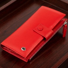 Оригинальный кошелек кожаный женский на хлястике с кнопкой ST Leather 19281 Красный