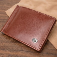 Удобный зажим для денег из натуральной гладкой кожи ST Leather 19427 Коричневый