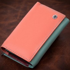 Красивый женский кожаный кошелек в три сложения ST Leather 19441 Разноцветный