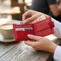 Яскраве жіноче портмоне з блоком для карт з натуральної шкіри ST Leather 19471 Червоний