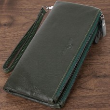 Красивый кожаный кошелек на три отделения ST Leather 23110 Зеленый