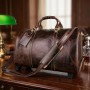 Шкіряна дорожня сумка на колесах для подорожей та відряджень Vintage Коричнева