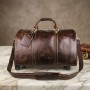 Шкіряна дорожня сумка на колесах для подорожей та відряджень Vintage Коричнева