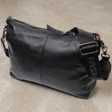 Повседневная кожаная женская сумка с двумя съемными ремнями Vintage Черная