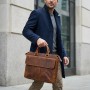 Чоловічий шкіряний портфель для документів ноутбука та роботи Vintage Коричневий
