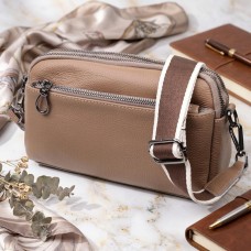 Женская стильная сумка из натуральной кожи Vintage Бежевая